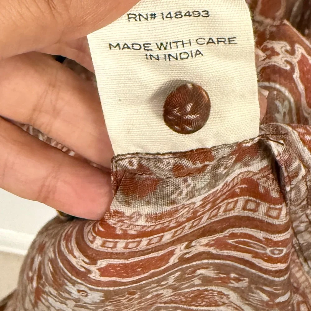 Doen Normandy Dress Earth Mandevilla Vine Floral Paisley L - Picture 16 of 16